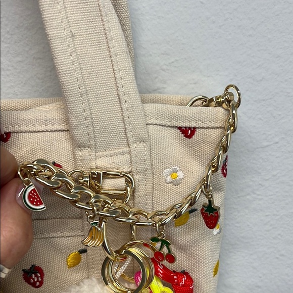 Madden Girl | Lemon & Strawberry Mini Tote w/ Bag Charms, Wristlet & Crossbody - Picture 7 of 10